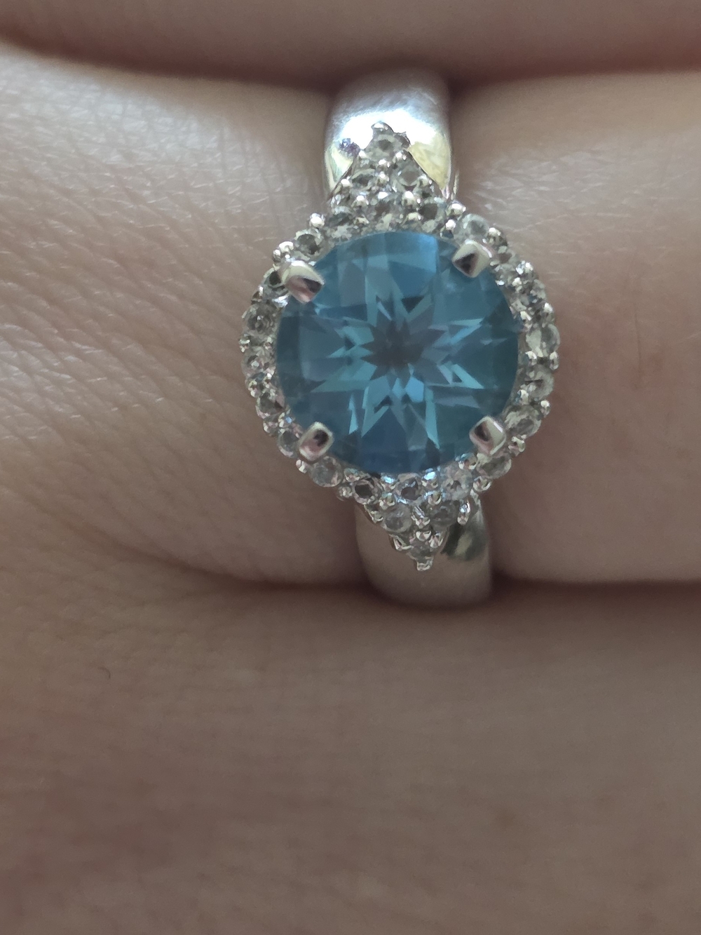 Sterling Silver 925 Blue Topaz With White Topaz Accents